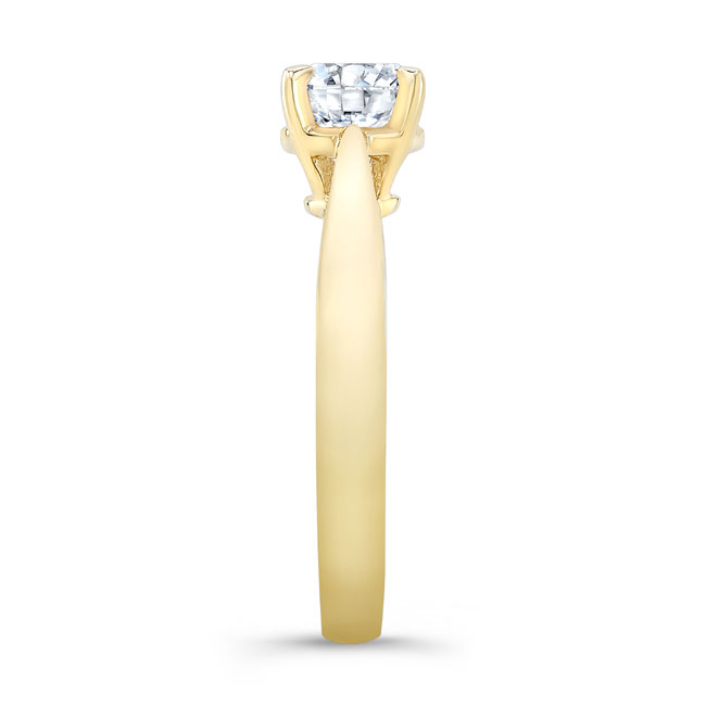  Yellow Gold Round Moissanite Solitaire Engagement Ring Image 3