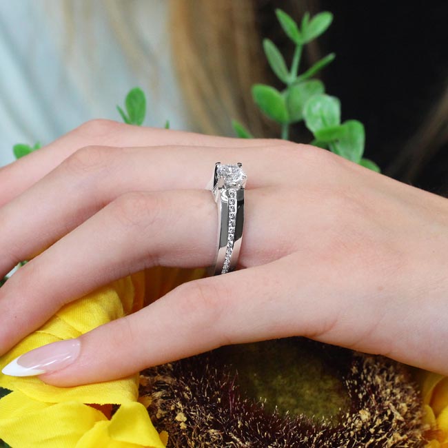 Platinum Graduated Lab Grown Diamond Ring Image 5