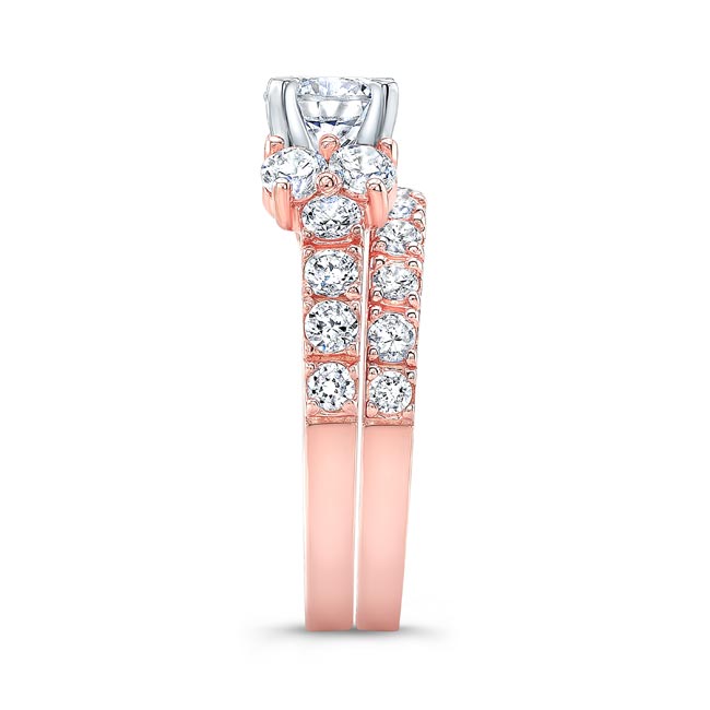  Rose Gold Unique Moissanite Diamond Bridal Set Image 3