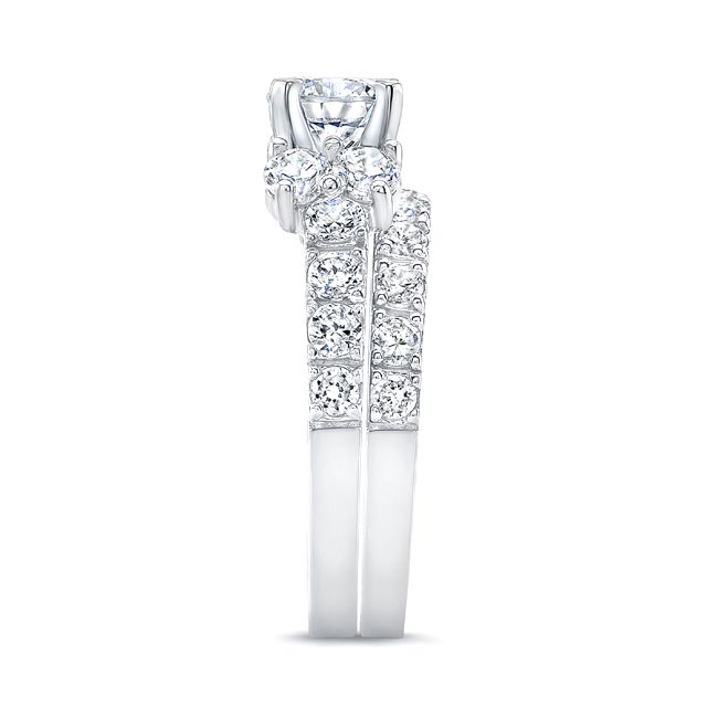  White Gold Unique Moissanite Diamond Bridal Set Image 3