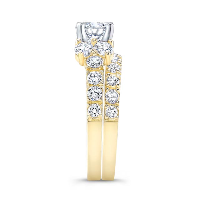  Yellow Gold Unique Moissanite Diamond Bridal Set Image 3
