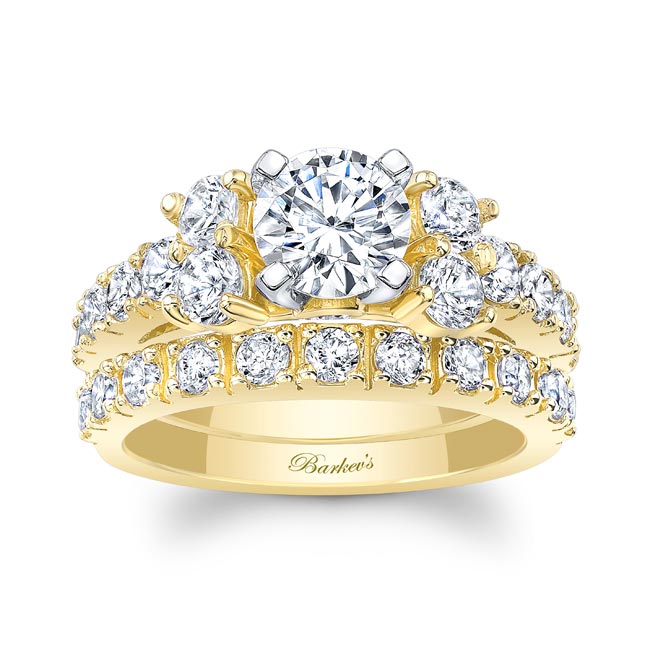  Yellow Gold Unique Moissanite Diamond Bridal Set Image 1