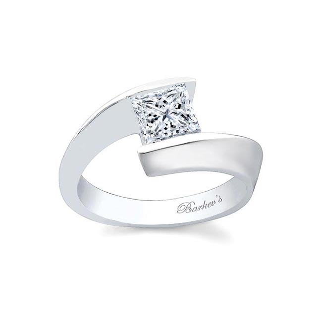  Channel Set Princess Cut Moissanite Bypass Solitaire Ring Image 1