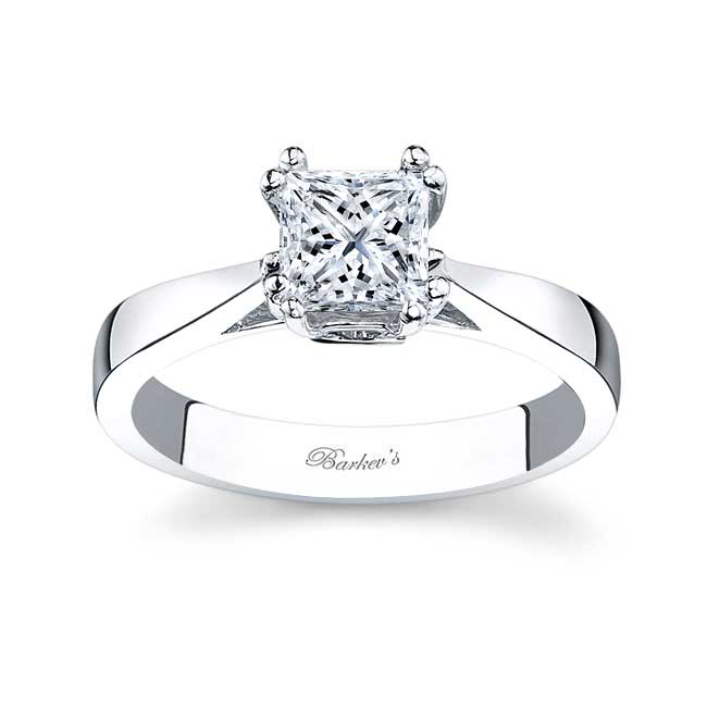 White Gold Double Prong Princess Cut Solitaire Ring Image 1