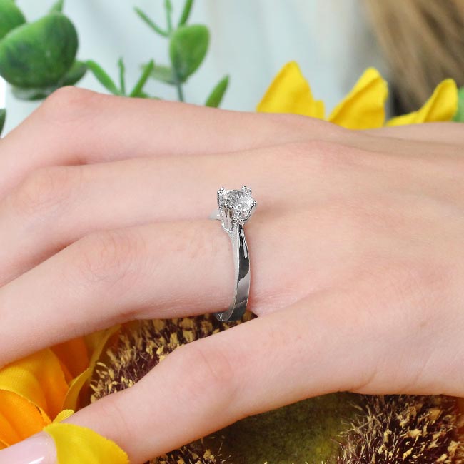 Platinum Double Prong Lab Grown Diamond Engagement Ring Image 3