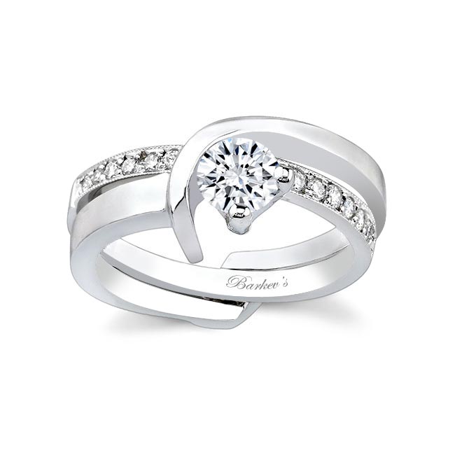  Moissanite Swirl Engagement Ring Set Image 1