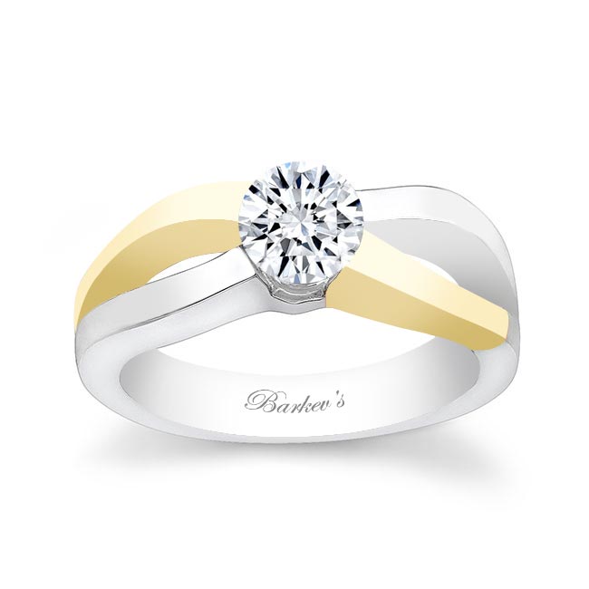  White Yellow Gold Channel Set 1 Ct Diamond Solitaire Ring Image 1