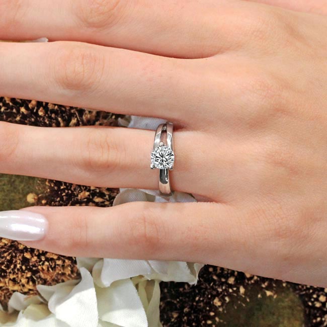 White Gold 1 Carat 3 Prong Moissanite Solitaire Ring Image 2