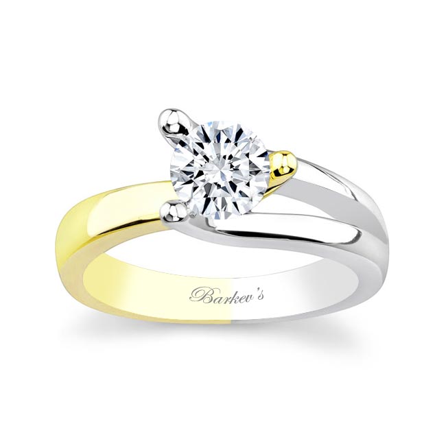  White Yellow Gold 1 Carat 3 Prong Diamond Solitaire Ring Image 1