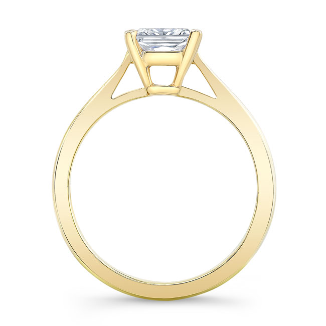 Yellow Gold Princess Cut Moissanite Solitaire Ring Image 2