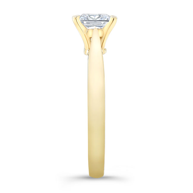  Yellow Gold Princess Cut Moissanite Solitaire Ring Image 3