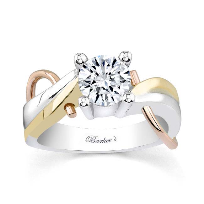  Tri Color White Yellow & Rose Gold Solitaire 7073L Image 1