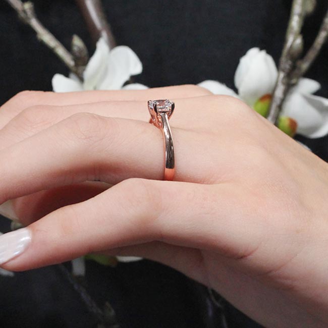 Rose Gold Round Moissanite Solitaire Ring Image 5