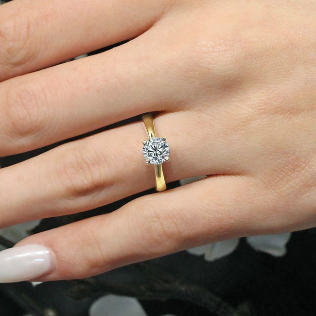 Yellow Gold Round Moissanite Solitaire Ring Image 4