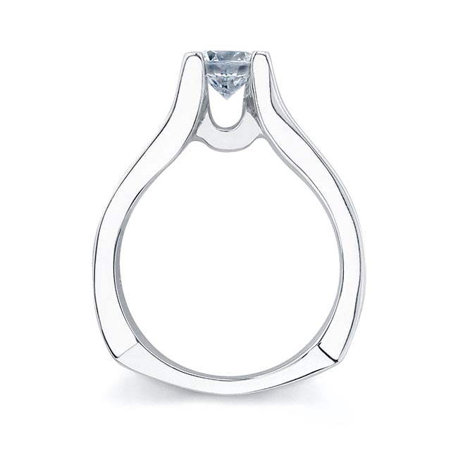  White Gold Squared Band Moissanite Solitaire Ring Image 2