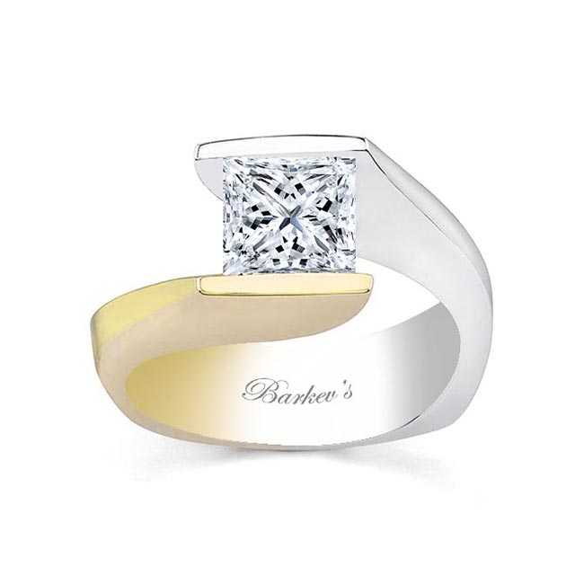 White Yellow Gold 1.5 Carat Princess Cut Diamond Solitaire Ring