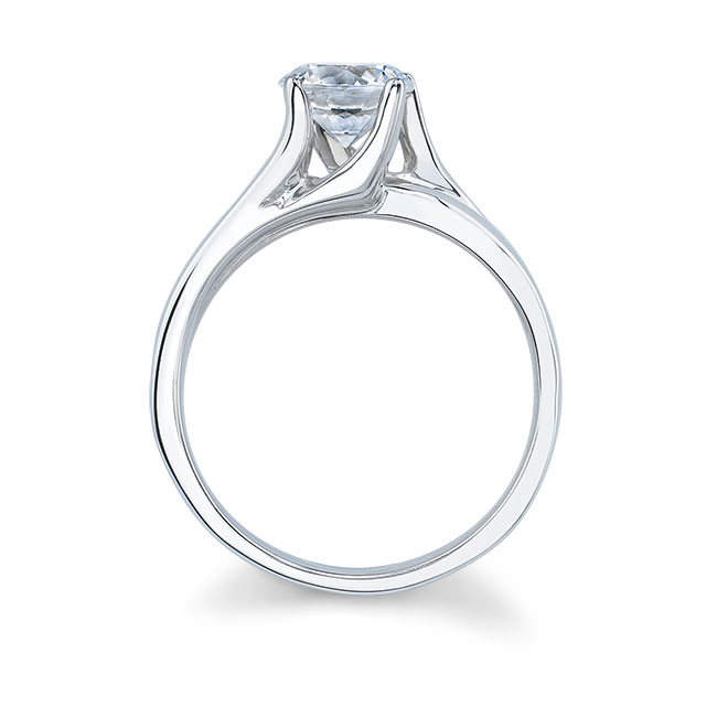 White Rose Gold Split Shank Round Lab Diamond Solitaire Engagement Ring Image 2