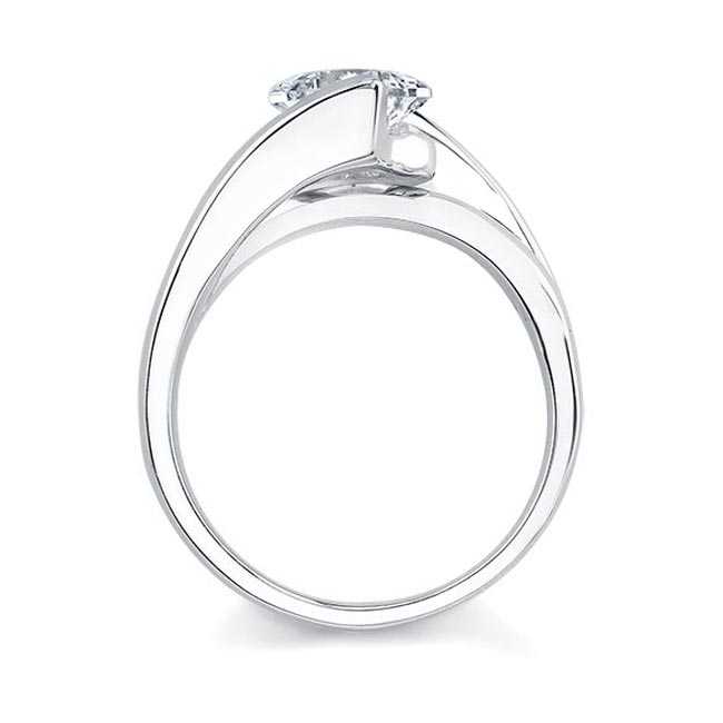  White Gold Split Shank Princess Cut Moissanite Solitaire engagement Ring Image 2