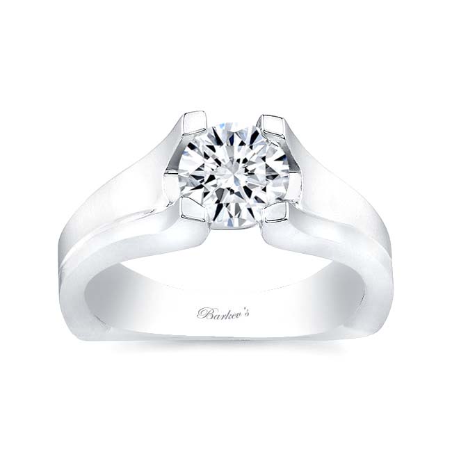  Wide Square Shank Moissanite Solitaire Ring Image 1