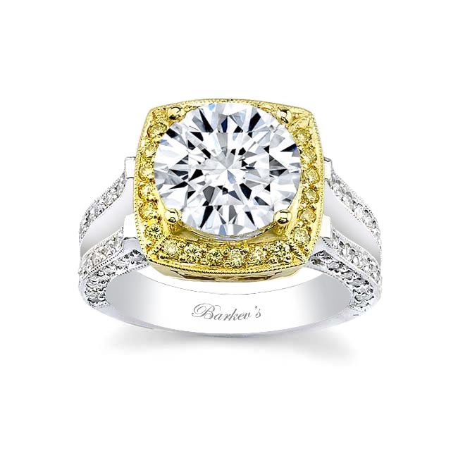  Two Tone Halo Engagement Ring 7118LYD Image 1