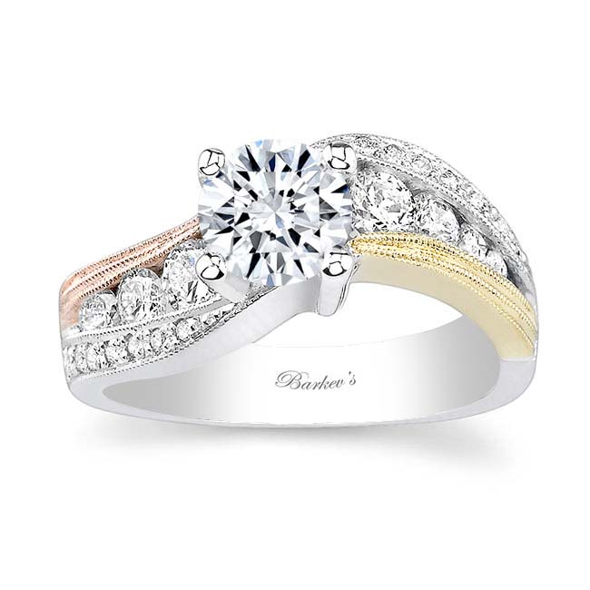 Wide Curving Moissanite Engagement Ring