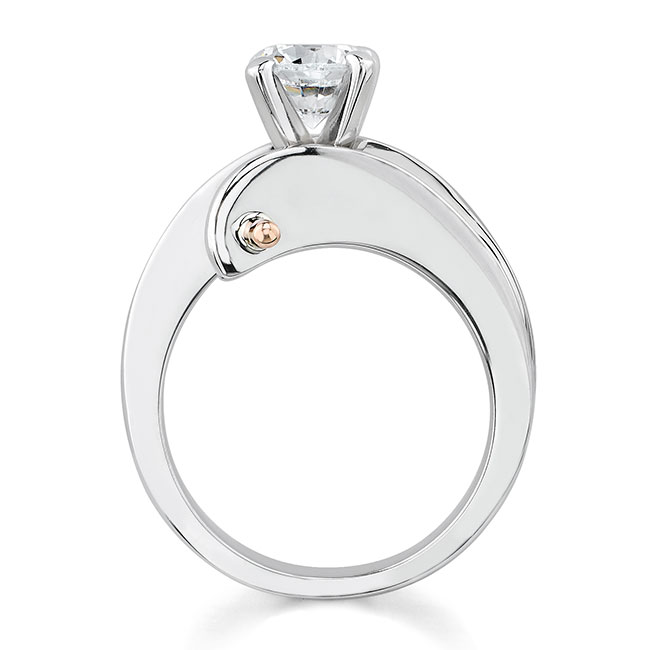 White Rose Gold Open Solitaire Lab Diamond Ring Image 2