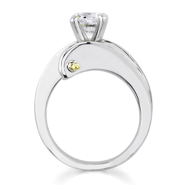  White Yellow Gold Open Solitaire Ring Image 2