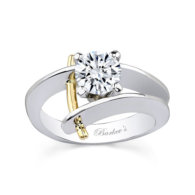  White Yellow Gold Open Solitaire Ring Image 1