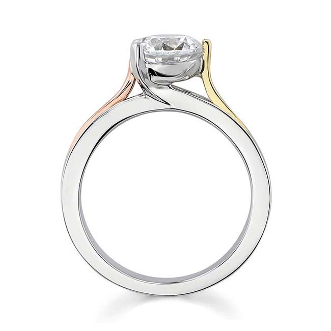  Tri Color 3 Prong Solitaire Ring Image 2
