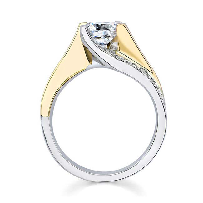  White Yellow Gold Round Cut Diamond Ring Image 2
