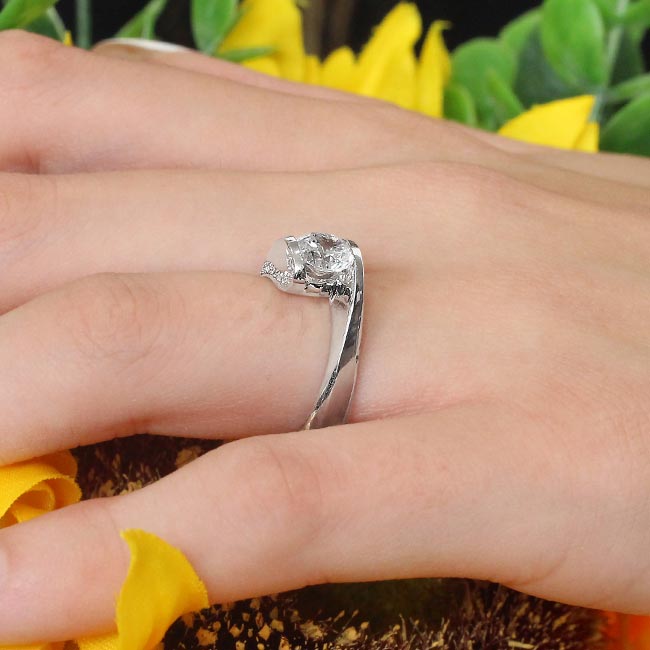 Lab Diamond Pave Engagement Ring Image 4