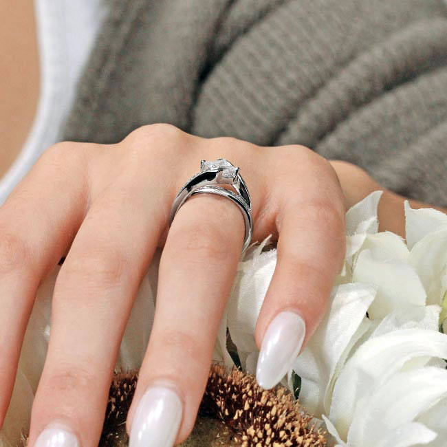 Platinum Classic Princess Cut Lab Diamond Engagement Ring Image 5