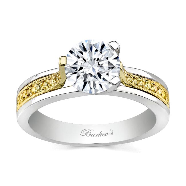 Platinum Fancy Yellow Diamond Moissanite Ring Image 1