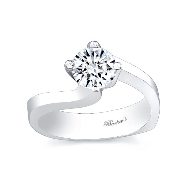  Simple Square Shank Round Moissanite Solitaire Ring Image 1