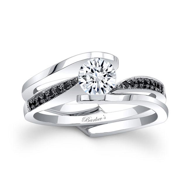  Interlocking Black Diamond Accent Bridal Set Image 1