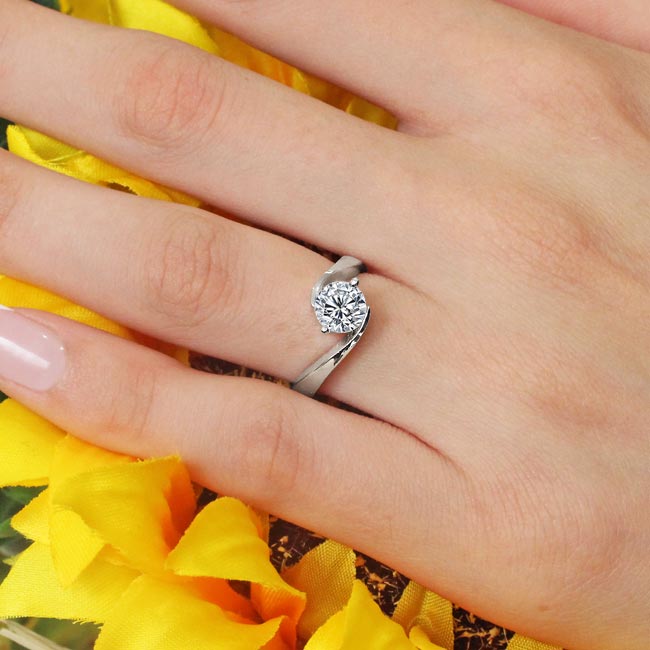 White Gold Contemporary Moissanite Solitaire Ring Image 5
