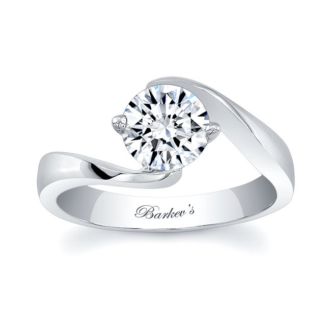  White Gold Contemporary Lab Grown Diamond Solitaire Ring Image 1