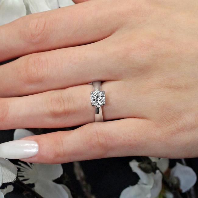 White Gold Classic Solitaire Engagement Ring Image 3