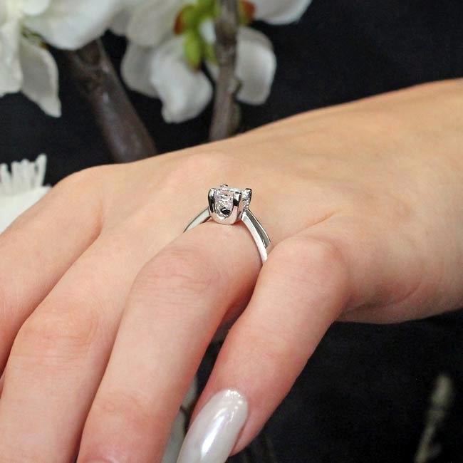 White Gold Classic Moissanite Solitaire Engagement Ring Image 5