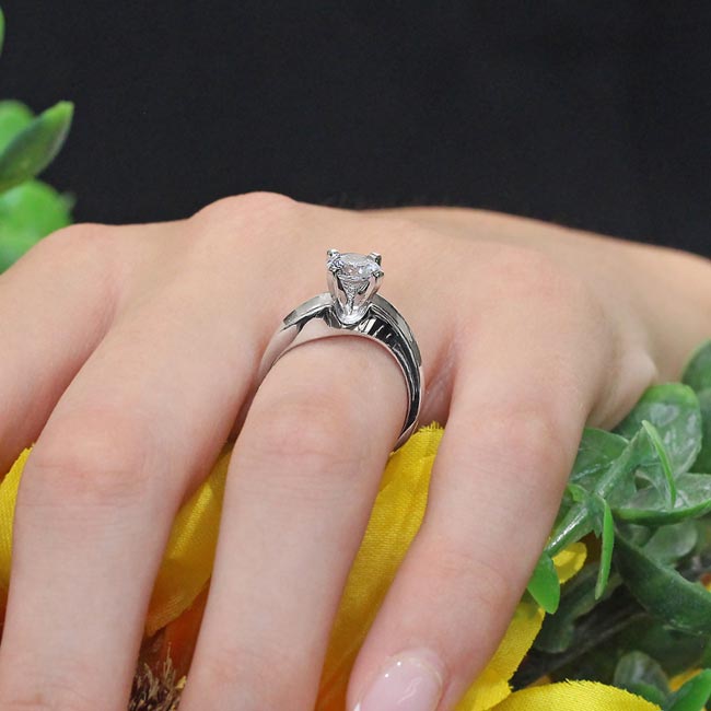White Gold Milgrain Pave Engagement Ring Image 5