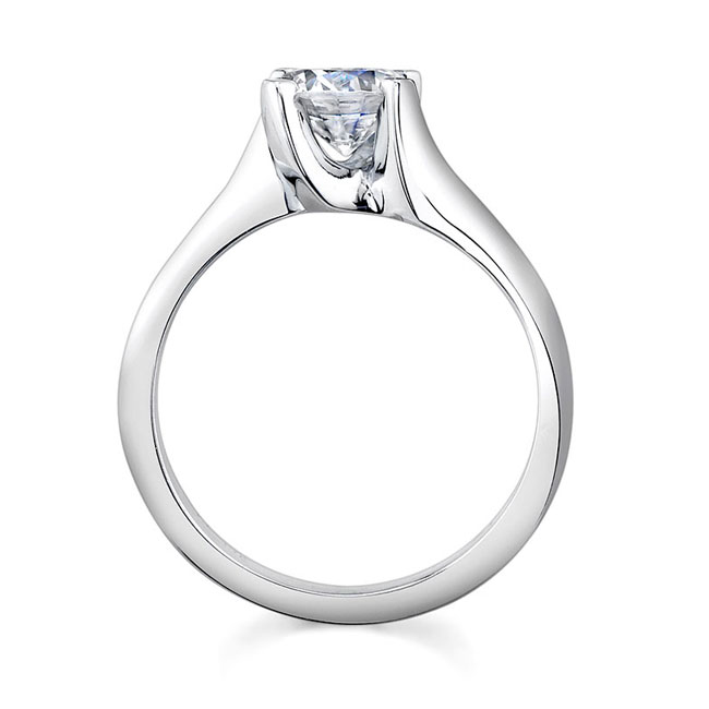  White Gold Simple Thin Curving Solitaire Ring Image 2