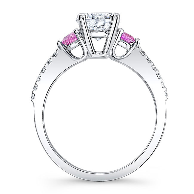  3 Stone Moissanite Pink Sapphire Ring Image 2