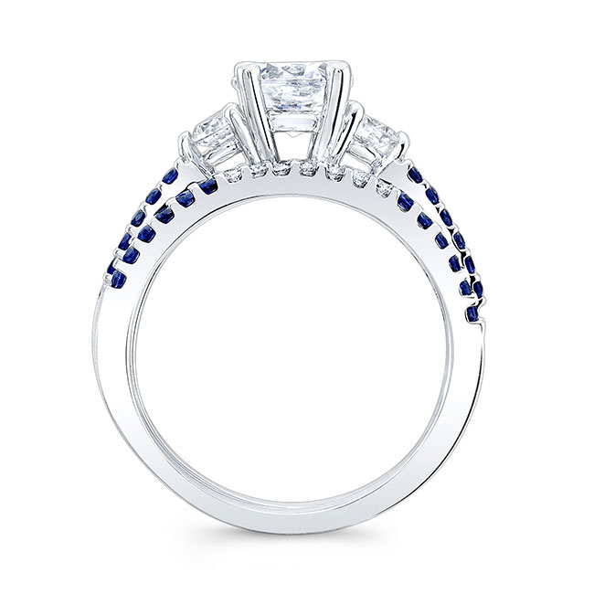  3 Stone Sapphire Accent Wedding Ring Set Image 2