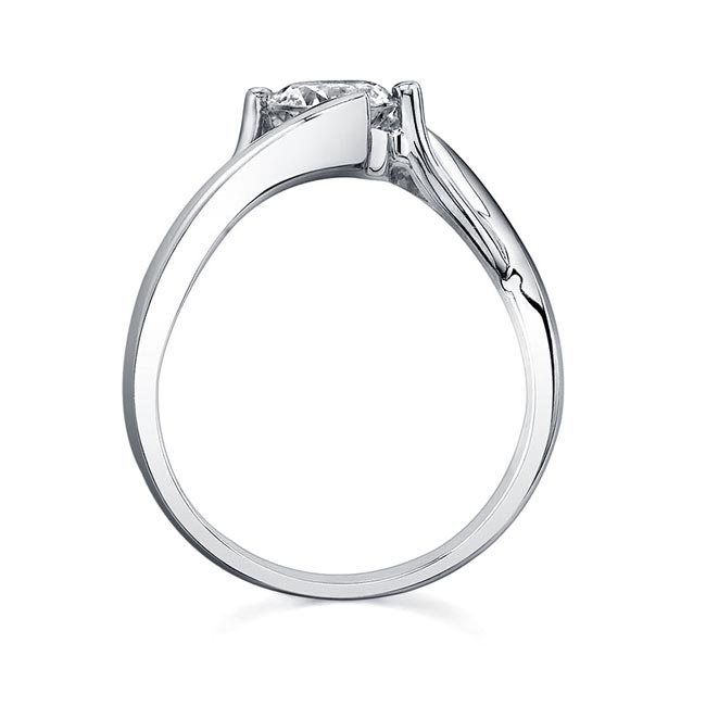  White Gold Unique Lab Grown Diamond Solitaire Engagement Ring Image 2