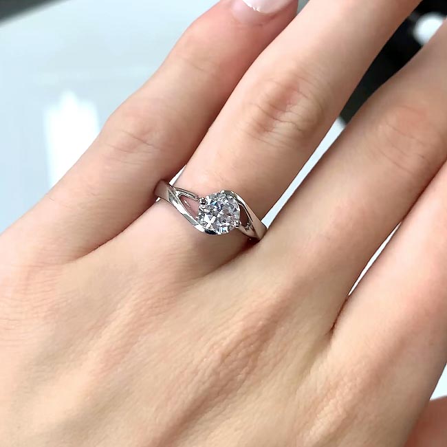  White Gold Unique Lab Grown Diamond Solitaire Engagement Ring Image 3