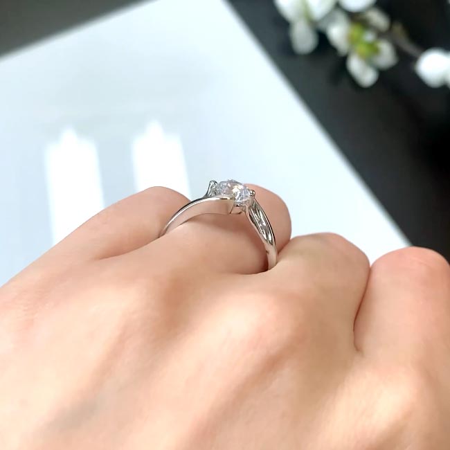  White Gold Unique Lab Grown Diamond Solitaire Engagement Ring Image 4