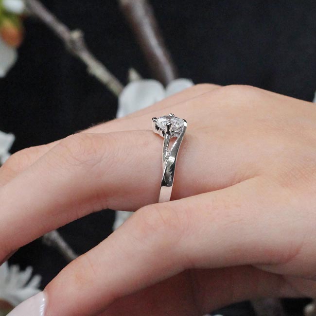 Platinum Split Band Solitaire Lab Grown Diamond Engagement Ring Image 7