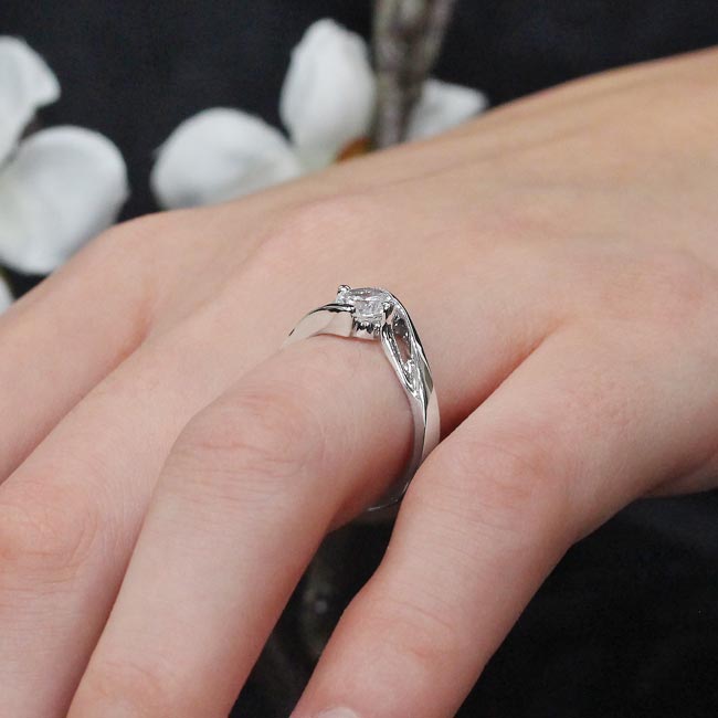 Platinum Split Band Solitaire Lab Grown Diamond Engagement Ring Image 8