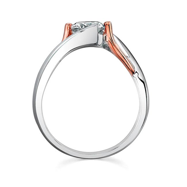  White Rose Gold Unique Lab Grown Diamond Solitaire Engagement Ring Image 2