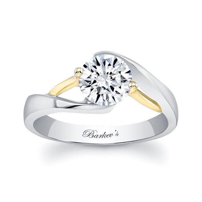  White Yellow Gold Unique Solitaire Engagement Ring Image 1